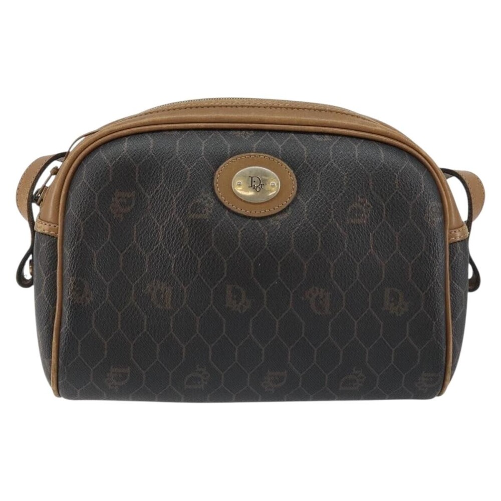 Christian Dior Vintage Honeycomb Canvas and Leather